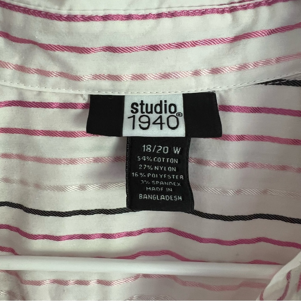 Size 18/20 W Studio 1940 Women’s Stripped Button Sleeveless Blouse - Picture 3 of 5